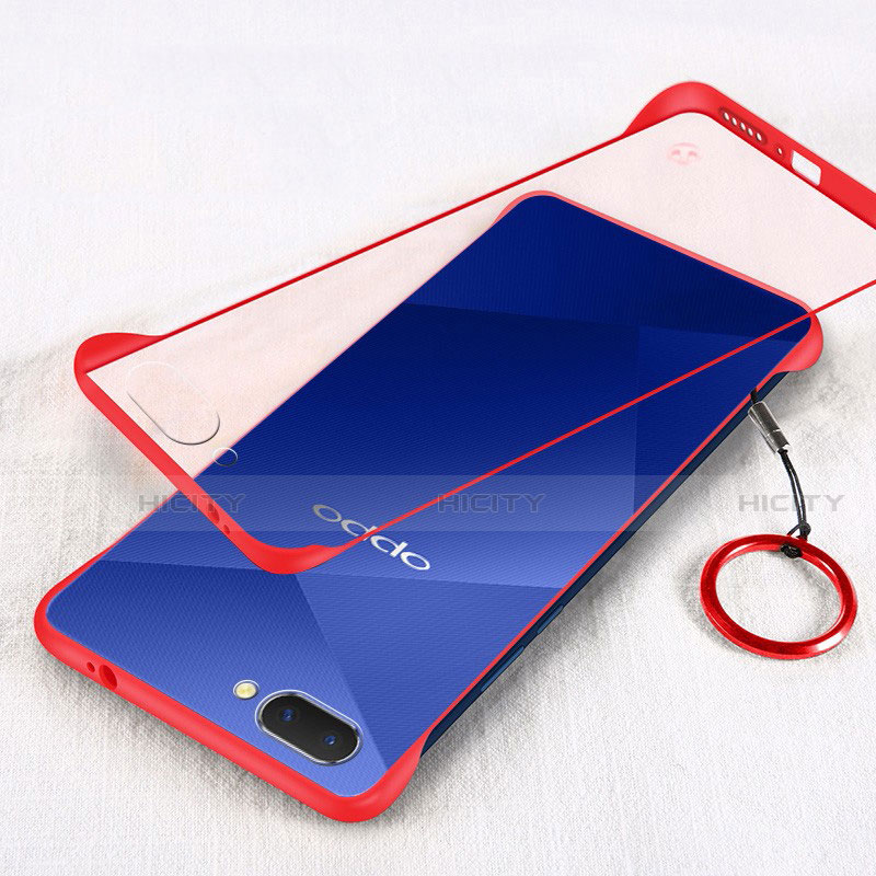 Carcasa Dura Cristal Plastico Funda Rigida Transparente H01 para Oppo AX5 Rojo