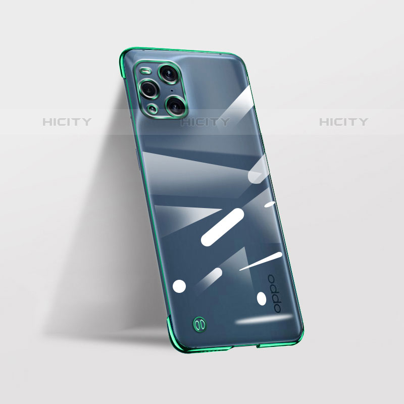 Carcasa Dura Cristal Plastico Funda Rigida Transparente H01 para Oppo Find X3 Pro 5G Verde