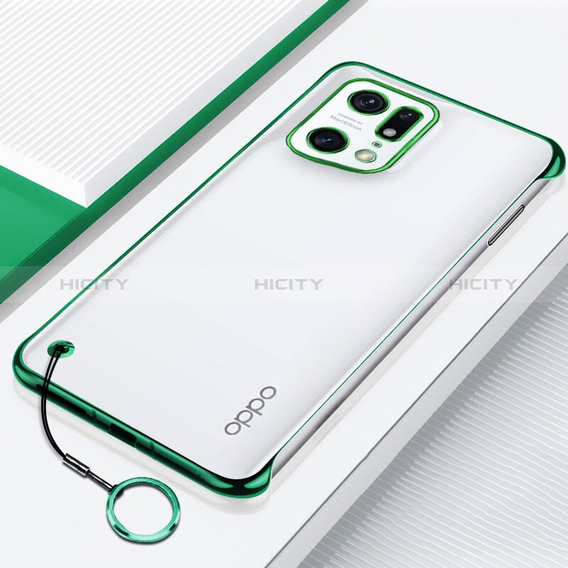 Carcasa Dura Cristal Plastico Funda Rigida Transparente H01 para Oppo Find X5 5G Verde