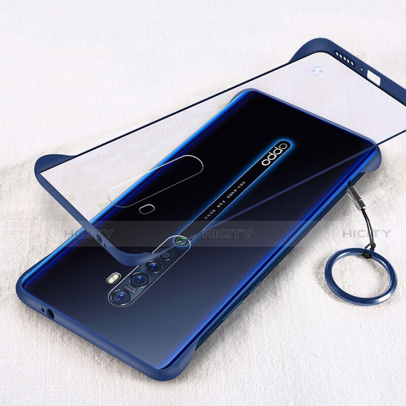 Carcasa Dura Cristal Plastico Funda Rigida Transparente H01 para Oppo Reno2 Azul