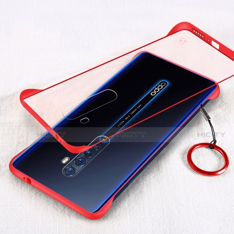 Carcasa Dura Cristal Plastico Funda Rigida Transparente H01 para Oppo Reno2 Rojo