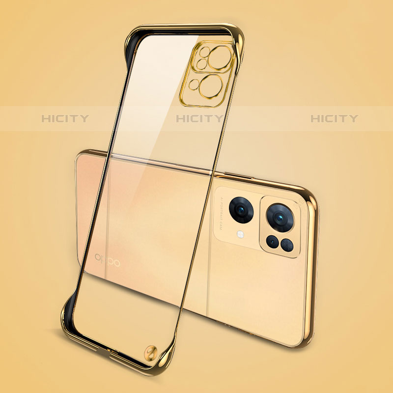 Carcasa Dura Cristal Plastico Funda Rigida Transparente H01 para Oppo Reno7 Pro 5G Oro