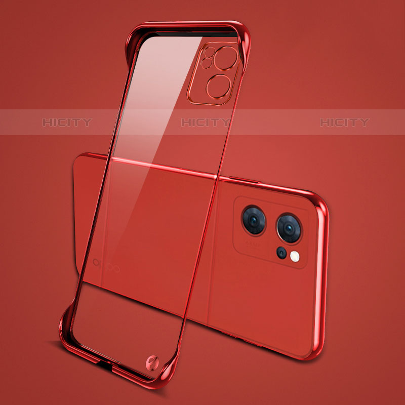 Carcasa Dura Cristal Plastico Funda Rigida Transparente H01 para Oppo Reno7 SE 5G Rojo