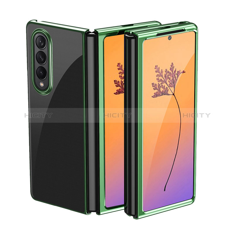 Carcasa Dura Cristal Plastico Funda Rigida Transparente H01 para Samsung Galaxy Z Fold3 5G Verde