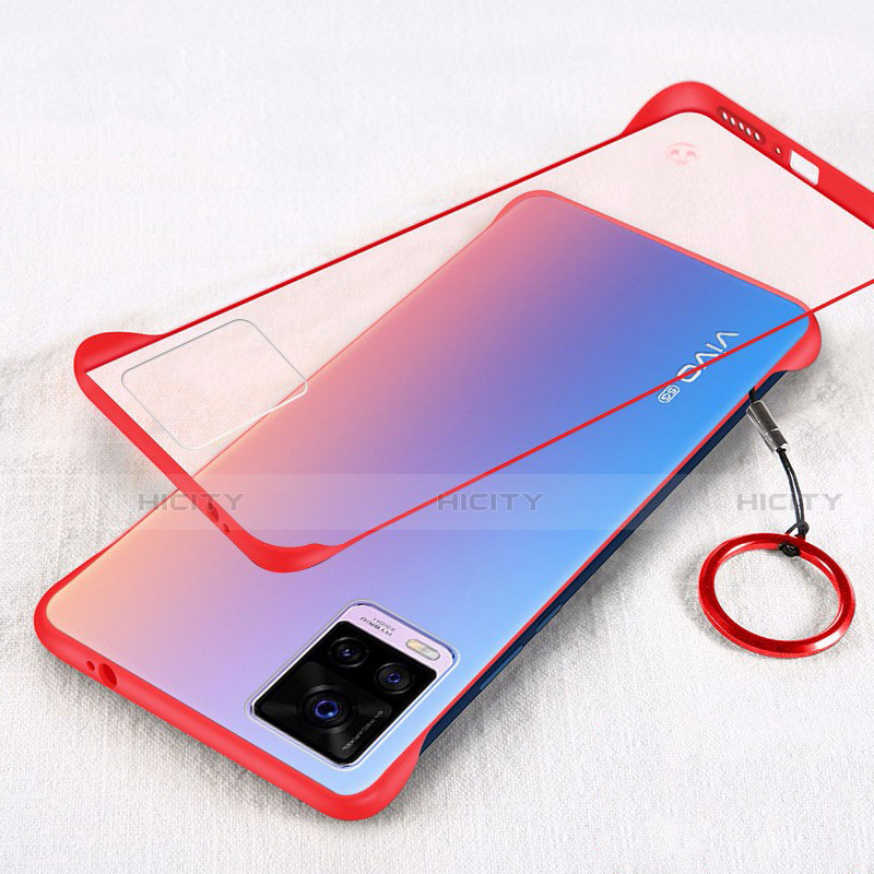 Carcasa Dura Cristal Plastico Funda Rigida Transparente H01 para Vivo V20 Pro 5G Rojo