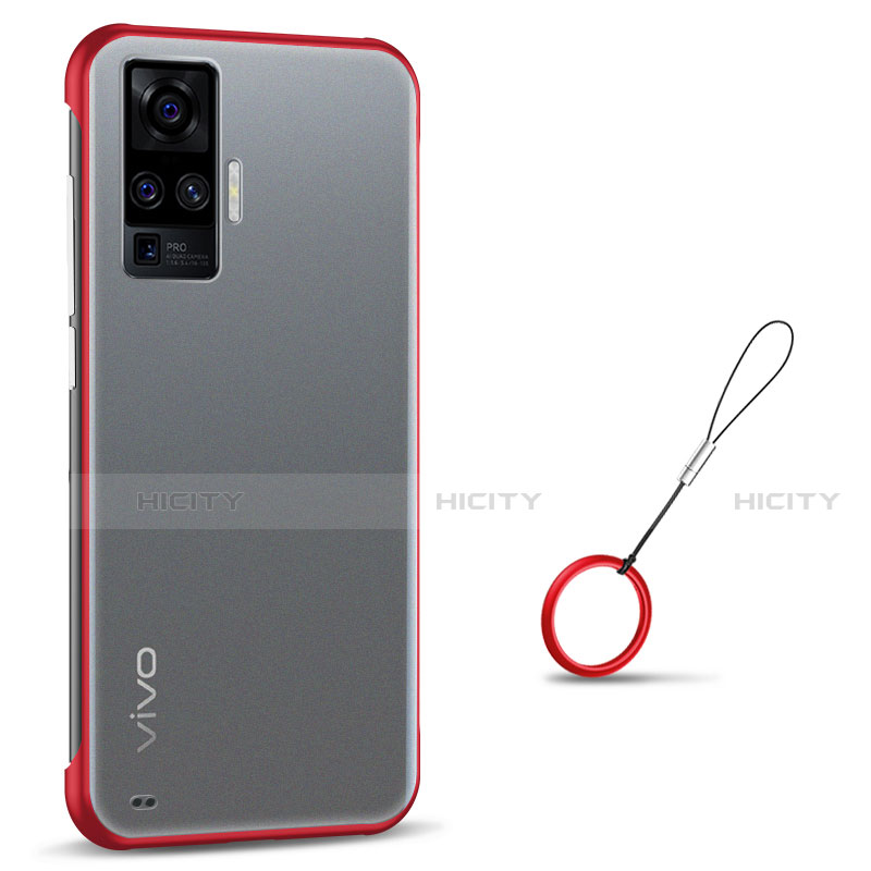 Carcasa Dura Cristal Plastico Funda Rigida Transparente H01 para Vivo X50 Pro 5G Rojo