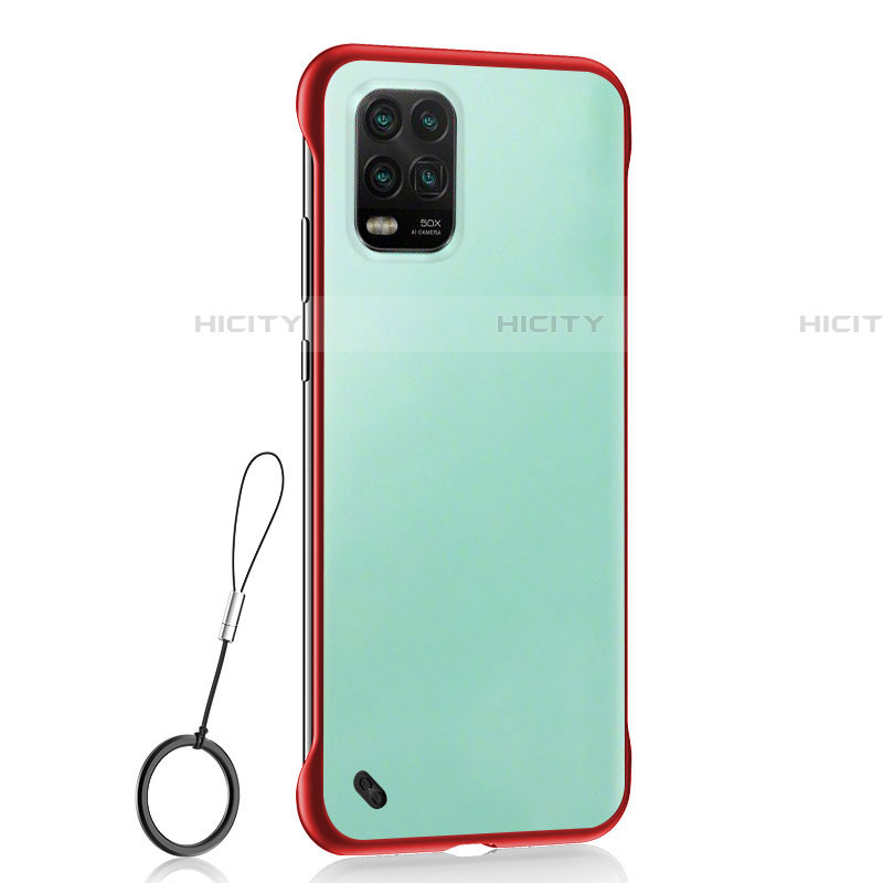 Carcasa Dura Cristal Plastico Funda Rigida Transparente H01 para Xiaomi Mi 10 Lite Rojo