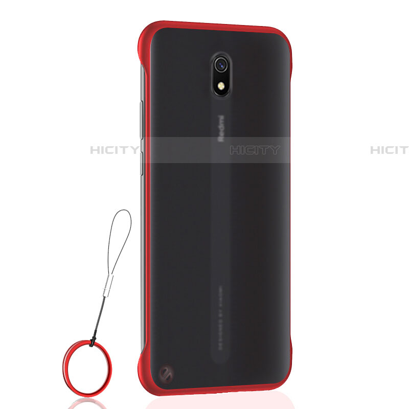 Carcasa Dura Cristal Plastico Funda Rigida Transparente H01 para Xiaomi Redmi 8A Rojo