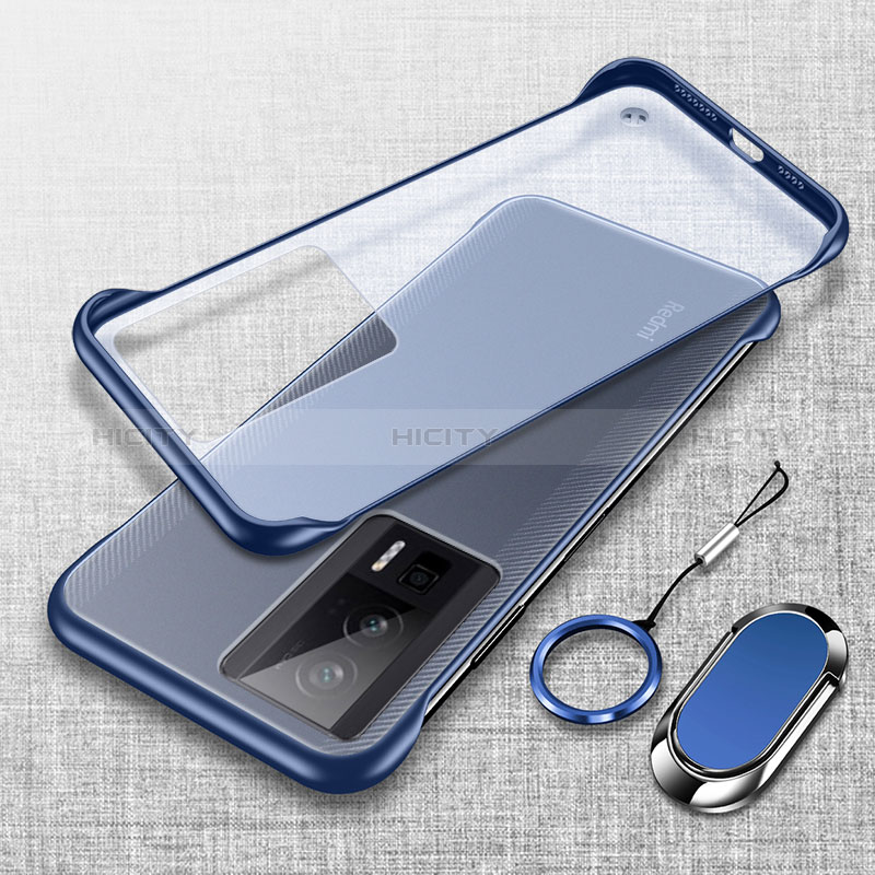 Carcasa Dura Cristal Plastico Funda Rigida Transparente H01 para Xiaomi Redmi K60 5G Azul