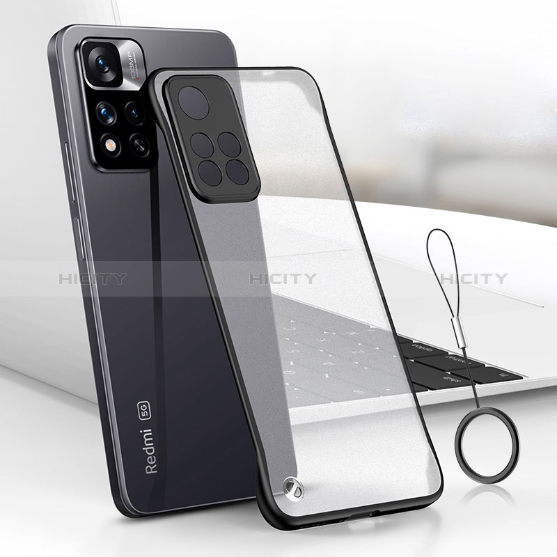 Carcasa Dura Cristal Plastico Funda Rigida Transparente H01 para Xiaomi Redmi Note 11S 5G Negro