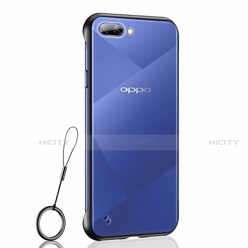 Carcasa Dura Cristal Plastico Funda Rigida Transparente H02 para Oppo A12e Negro