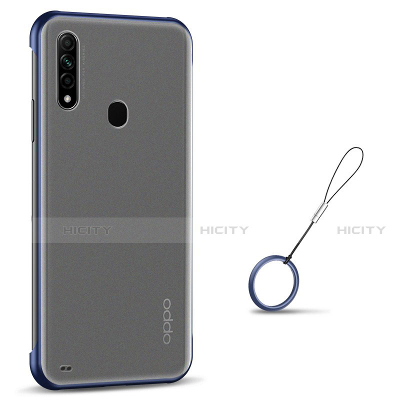 Carcasa Dura Cristal Plastico Funda Rigida Transparente H02 para Oppo A8 Azul