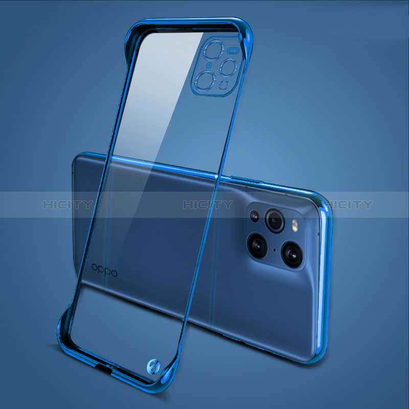 Carcasa Dura Cristal Plastico Funda Rigida Transparente H02 para Oppo Find X3 5G Azul