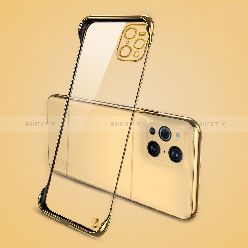 Carcasa Dura Cristal Plastico Funda Rigida Transparente H02 para Oppo Find X3 5G Oro