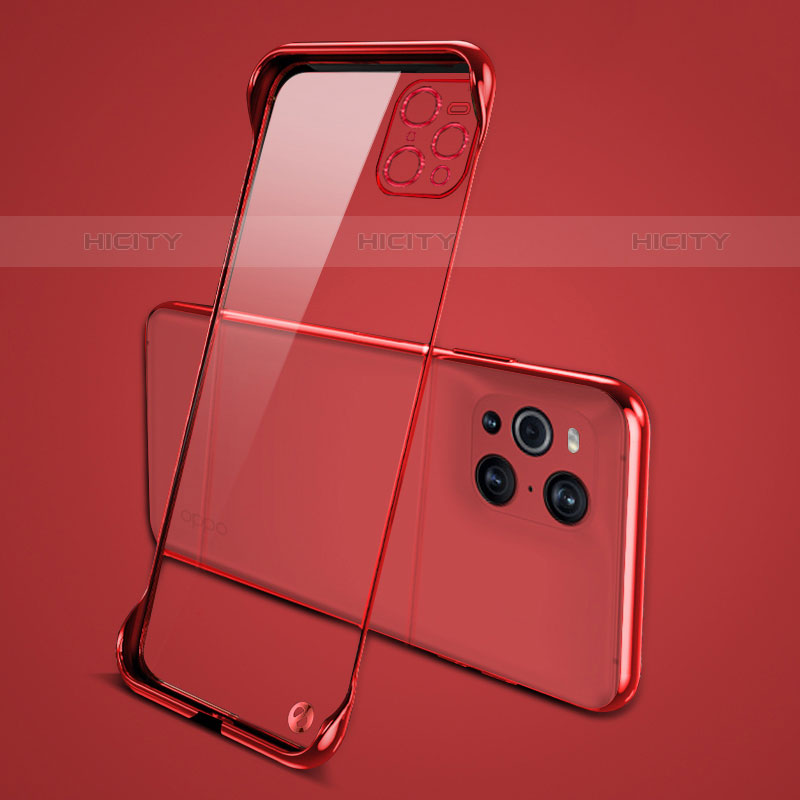 Carcasa Dura Cristal Plastico Funda Rigida Transparente H02 para Oppo Find X3 Pro 5G Rojo