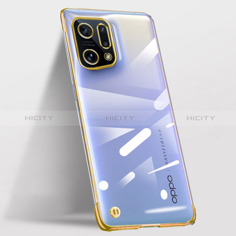 Carcasa Dura Cristal Plastico Funda Rigida Transparente H02 para Oppo Find X5 5G Oro