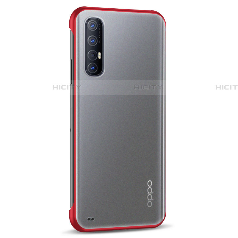 Carcasa Dura Cristal Plastico Funda Rigida Transparente H02 para Oppo Reno3 Pro Rojo