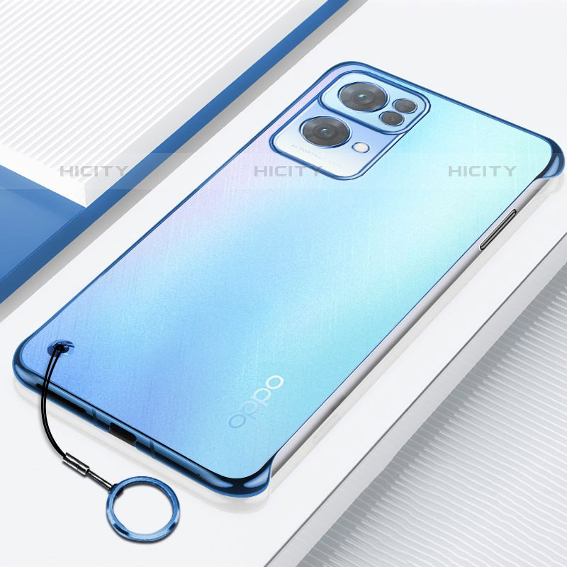 Carcasa Dura Cristal Plastico Funda Rigida Transparente H02 para Oppo Reno7 Pro 5G Azul