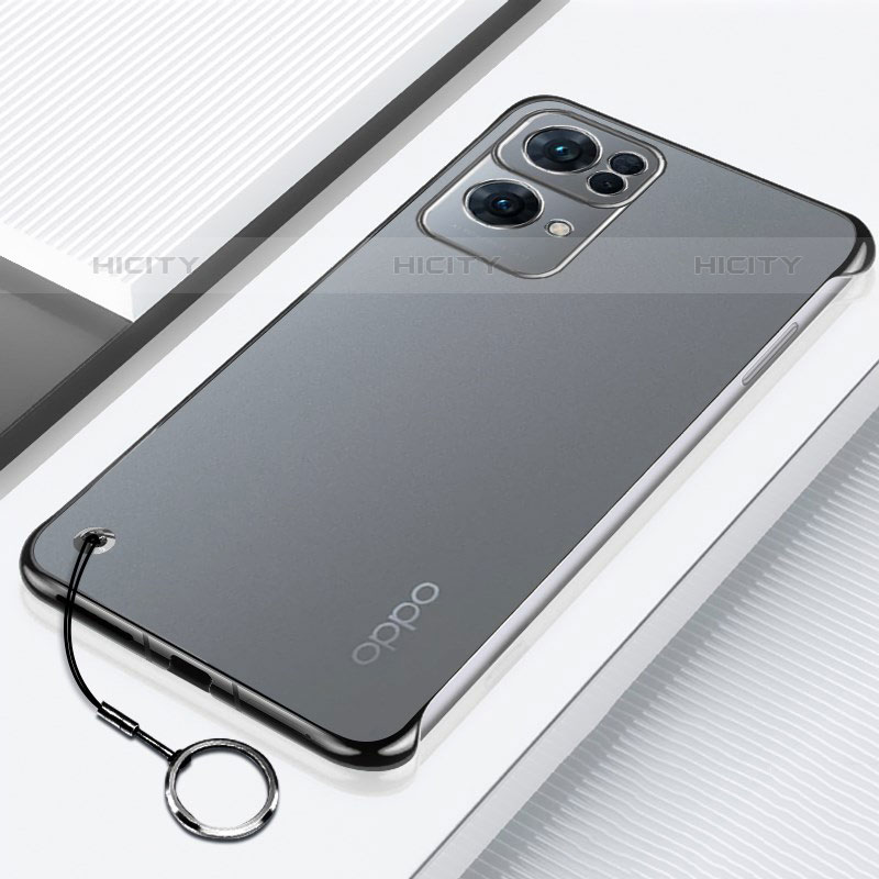 Carcasa Dura Cristal Plastico Funda Rigida Transparente H02 para Oppo Reno7 Pro 5G Negro