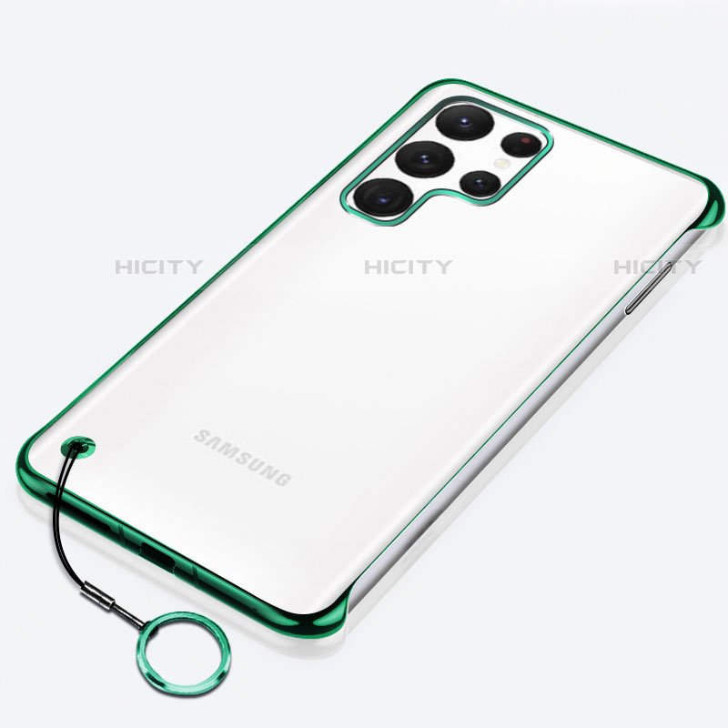 Carcasa Dura Cristal Plastico Funda Rigida Transparente H02 para Samsung Galaxy S21 Ultra 5G Verde