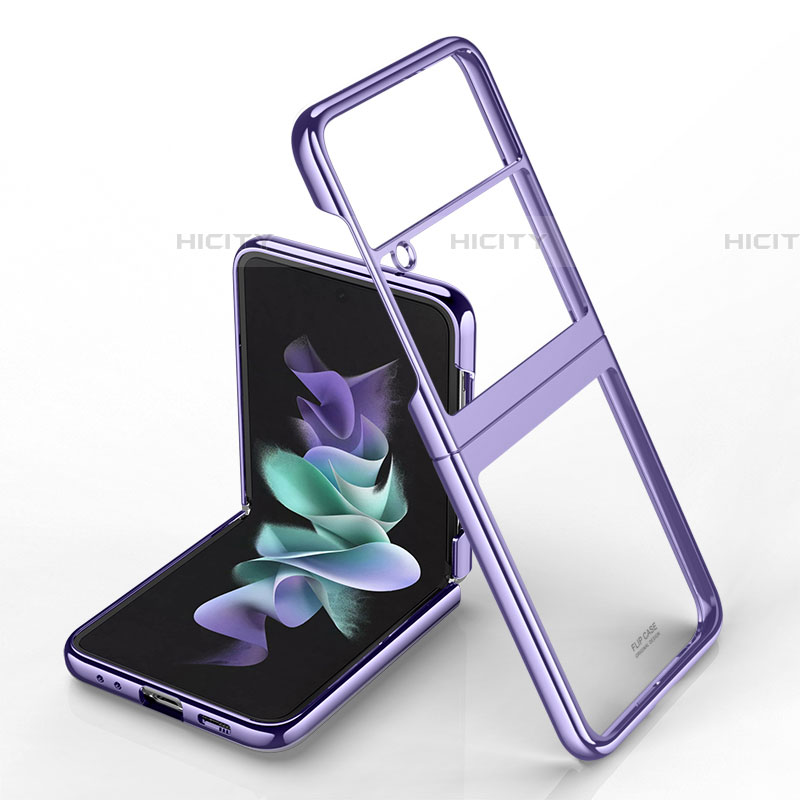 Carcasa Dura Cristal Plastico Funda Rigida Transparente H02 para Samsung Galaxy Z Flip4 5G Morado