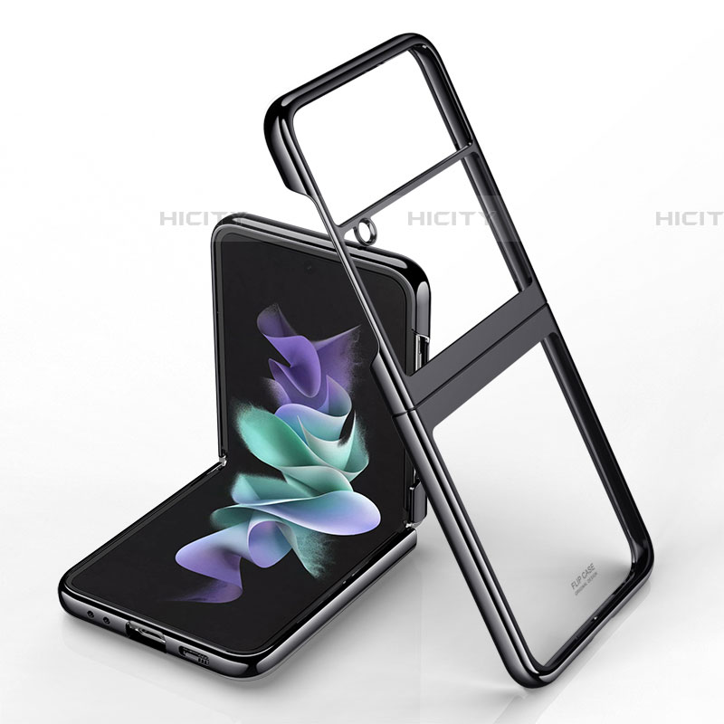 Carcasa Dura Cristal Plastico Funda Rigida Transparente H02 para Samsung Galaxy Z Flip4 5G Negro