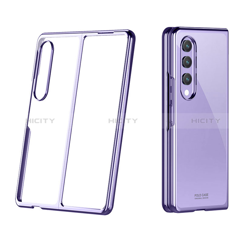 Carcasa Dura Cristal Plastico Funda Rigida Transparente H02 para Samsung Galaxy Z Fold3 5G Morado