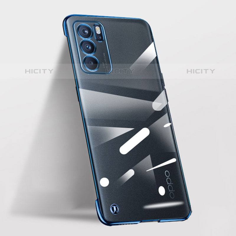 Carcasa Dura Cristal Plastico Funda Rigida Transparente H03 para Oppo Reno6 Pro 5G India Azul