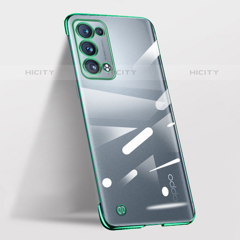 Carcasa Dura Cristal Plastico Funda Rigida Transparente H03 para Oppo Reno6 Pro 5G Verde