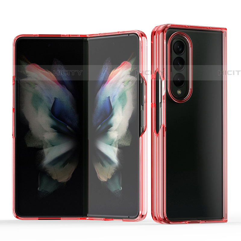 Carcasa Dura Cristal Plastico Funda Rigida Transparente H03 para Samsung Galaxy Z Fold4 5G Rojo