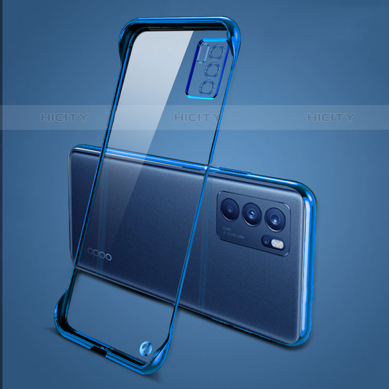 Carcasa Dura Cristal Plastico Funda Rigida Transparente H04 para Oppo Reno6 5G Azul