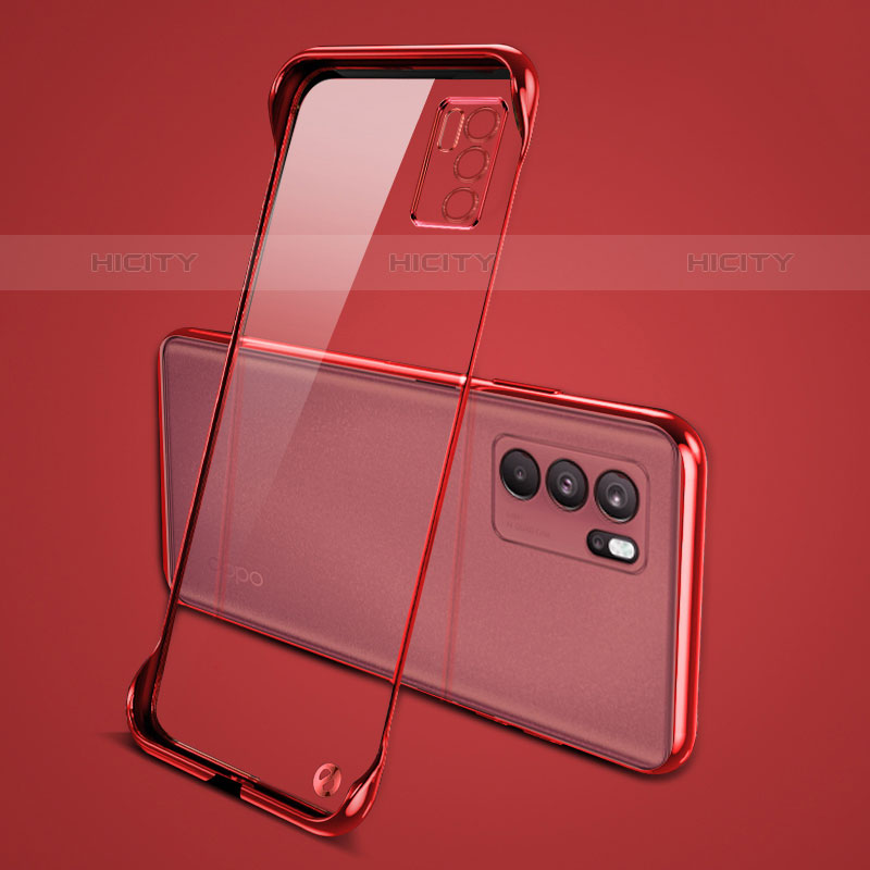 Carcasa Dura Cristal Plastico Funda Rigida Transparente H04 para Oppo Reno6 5G Rojo