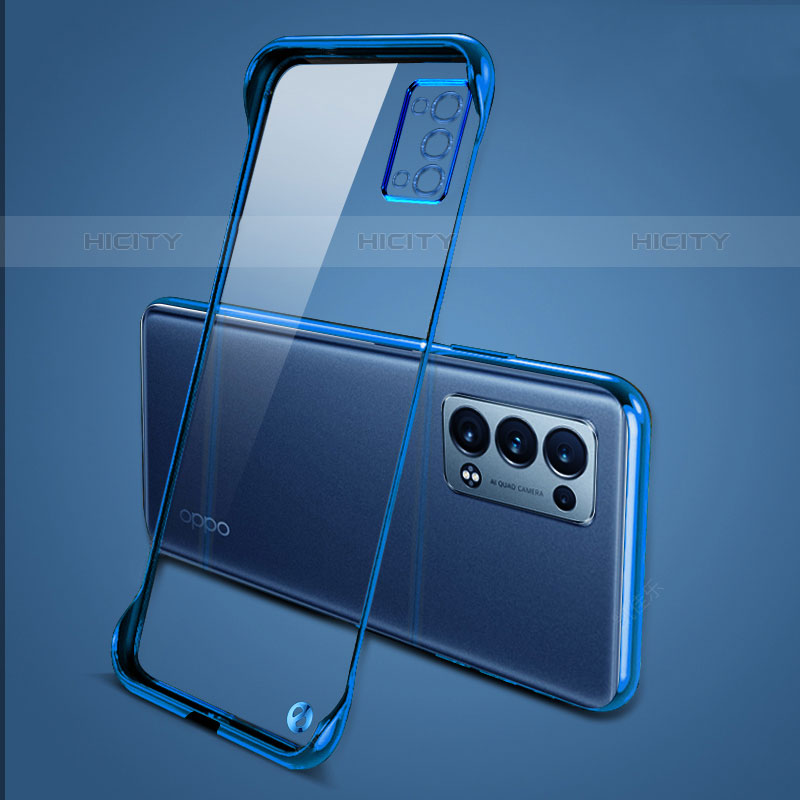 Carcasa Dura Cristal Plastico Funda Rigida Transparente H04 para Oppo Reno6 Pro 5G Azul