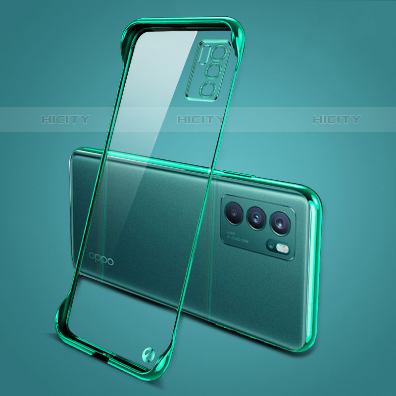 Carcasa Dura Cristal Plastico Funda Rigida Transparente H04 para Oppo Reno6 Pro 5G India Verde