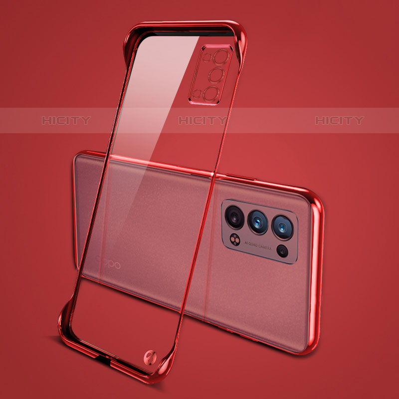 Carcasa Dura Cristal Plastico Funda Rigida Transparente H04 para Oppo Reno6 Pro+ Plus 5G Rojo