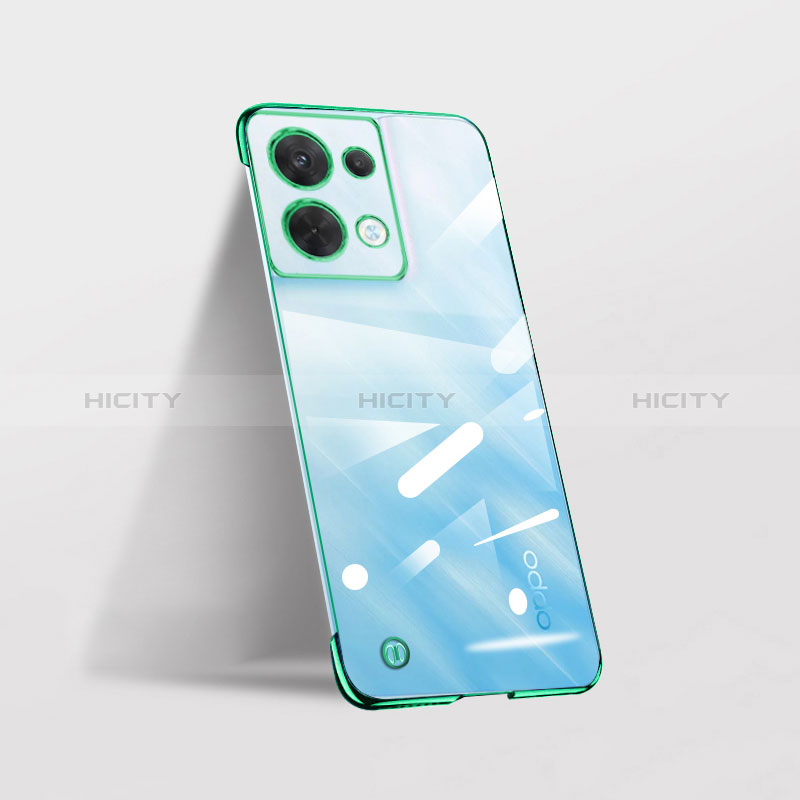 Carcasa Dura Cristal Plastico Funda Rigida Transparente H04 para Oppo Reno9 Pro+ Plus 5G Verde