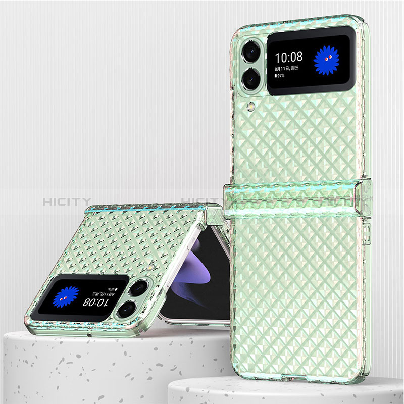 Carcasa Dura Cristal Plastico Funda Rigida Transparente H04 para Samsung Galaxy Z Flip3 5G Verde