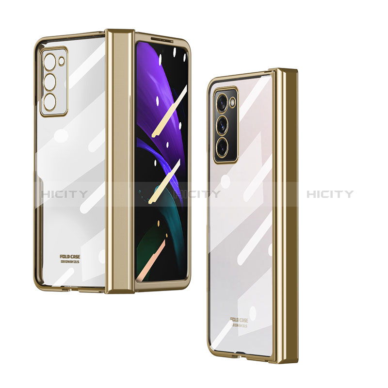 Carcasa Dura Cristal Plastico Funda Rigida Transparente H04 para Samsung Galaxy Z Fold2 5G Oro