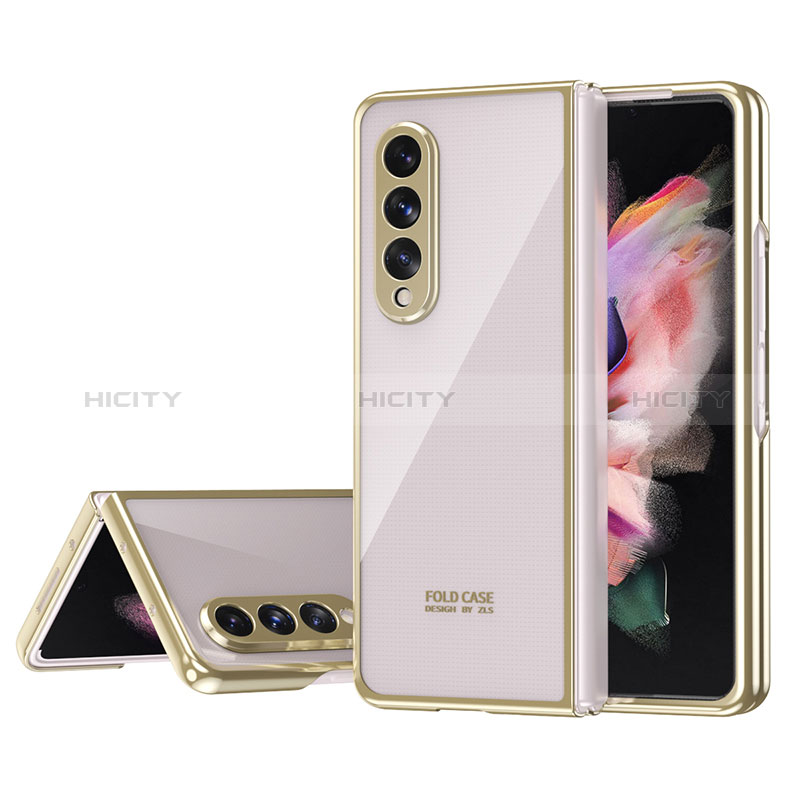 Carcasa Dura Cristal Plastico Funda Rigida Transparente H04 para Samsung Galaxy Z Fold3 5G Oro