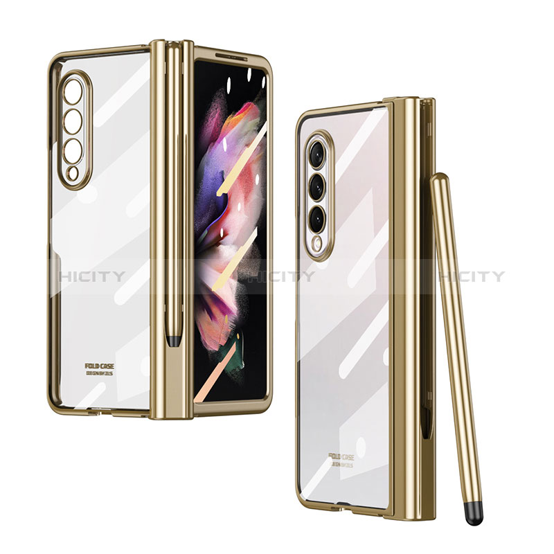 Carcasa Dura Cristal Plastico Funda Rigida Transparente H07 para Samsung Galaxy Z Fold3 5G Oro