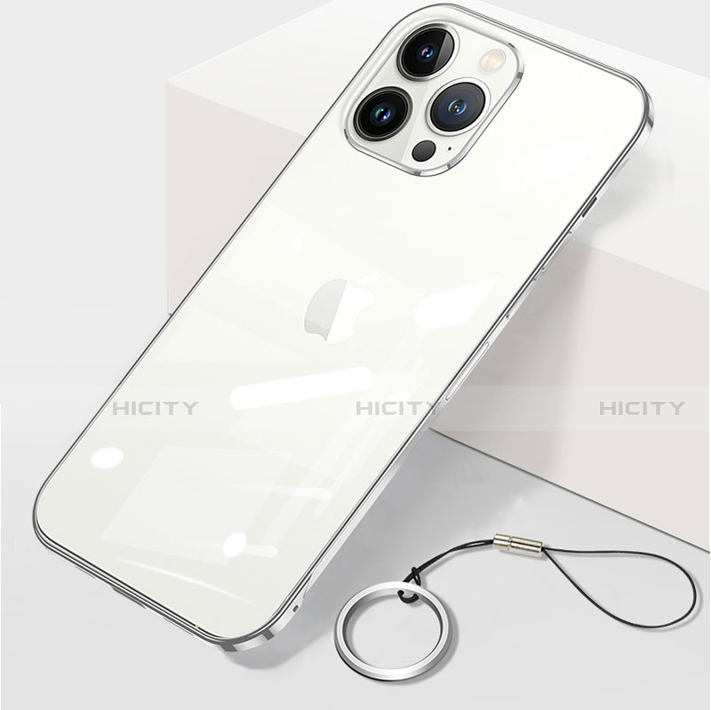 Carcasa Dura Cristal Plastico Funda Rigida Transparente H09 para Apple iPhone 13 Pro Max Plata