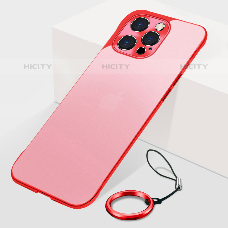 Carcasa Dura Cristal Plastico Funda Rigida Transparente H10 para Apple iPhone 16 Pro Max Rojo