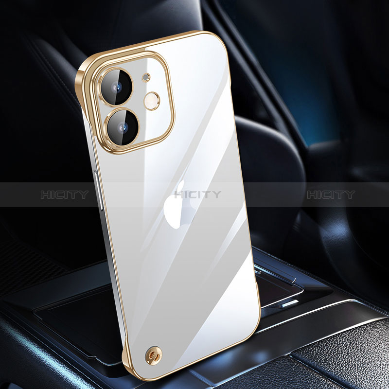 Carcasa Dura Cristal Plastico Funda Rigida Transparente QC1 para Apple iPhone 12 Oro