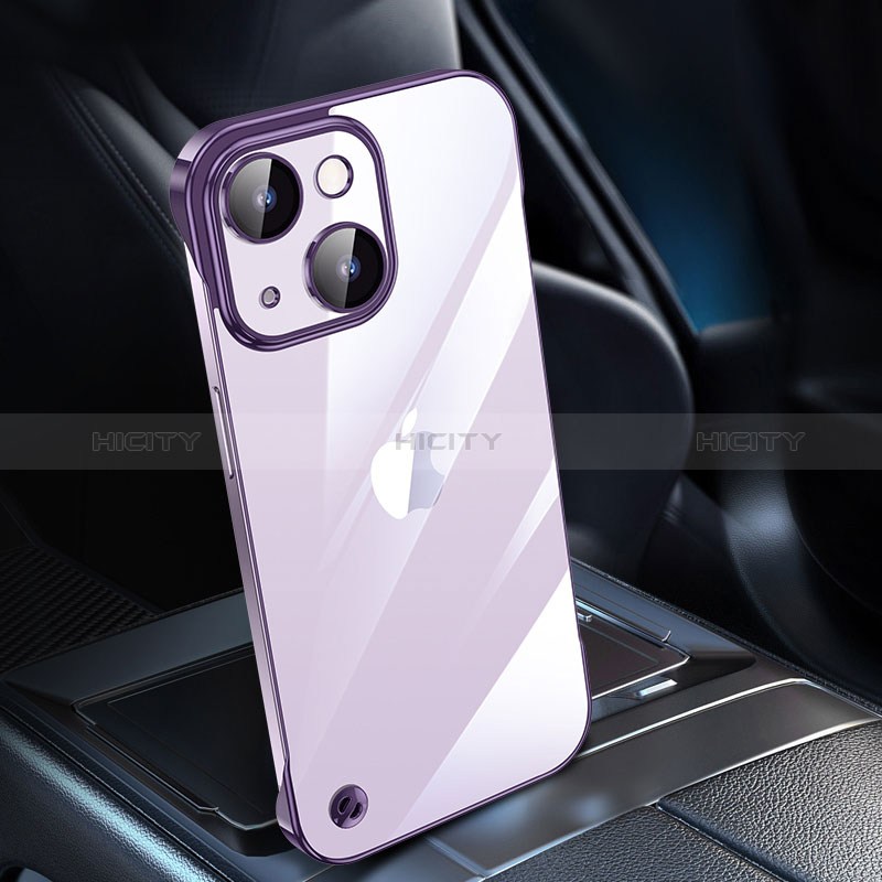 Carcasa Dura Cristal Plastico Funda Rigida Transparente QC1 para Apple iPhone 13 Morado