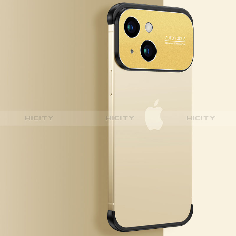 Carcasa Dura Cristal Plastico Funda Rigida Transparente QC3 para Apple iPhone 15 Oro