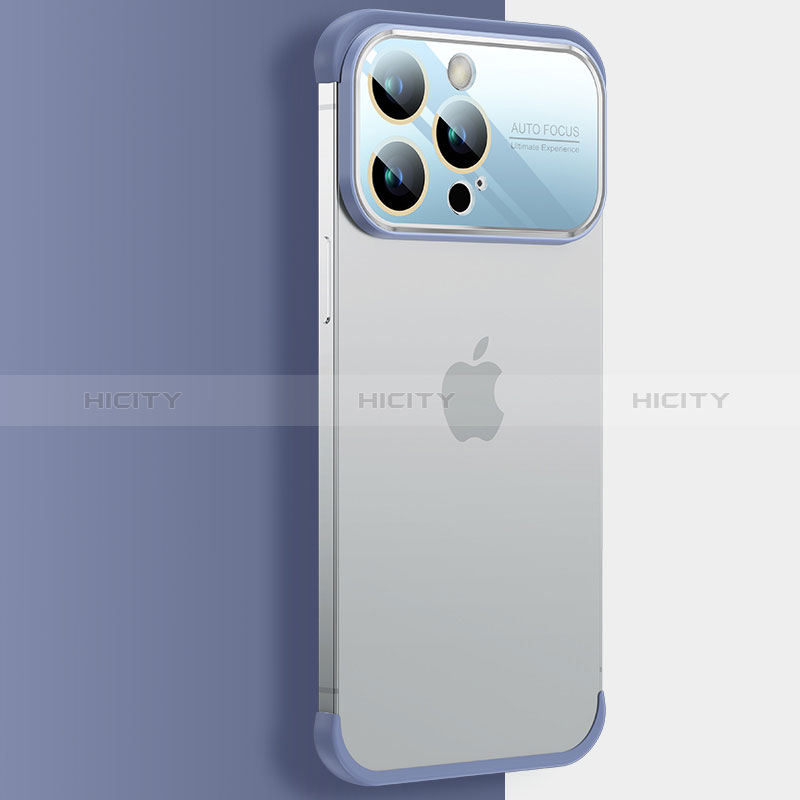 Carcasa Dura Cristal Plastico Funda Rigida Transparente QC4 para Apple iPhone 13 Pro Max Azul