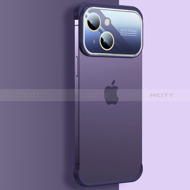 Carcasa Dura Cristal Plastico Funda Rigida Transparente QC4 para Apple iPhone 14 Plus Morado