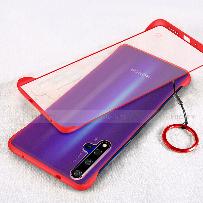 Carcasa Dura Cristal Plastico Funda Rigida Transparente S01 para Huawei Honor 20 Rojo