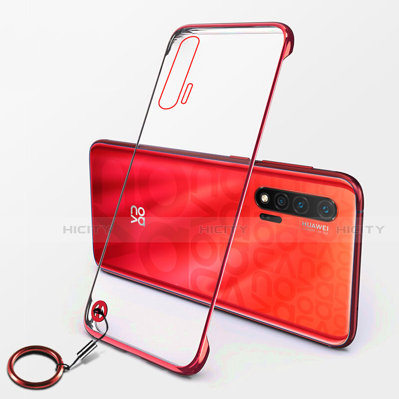 Carcasa Dura Cristal Plastico Funda Rigida Transparente S01 para Huawei Nova 6 Rojo