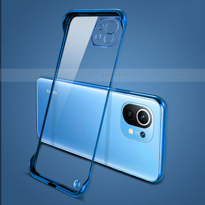 Carcasa Dura Cristal Plastico Funda Rigida Transparente S01 para Xiaomi Mi 11 Lite 4G Azul